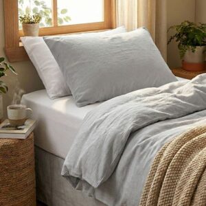 graue Leinen Bettwäsche