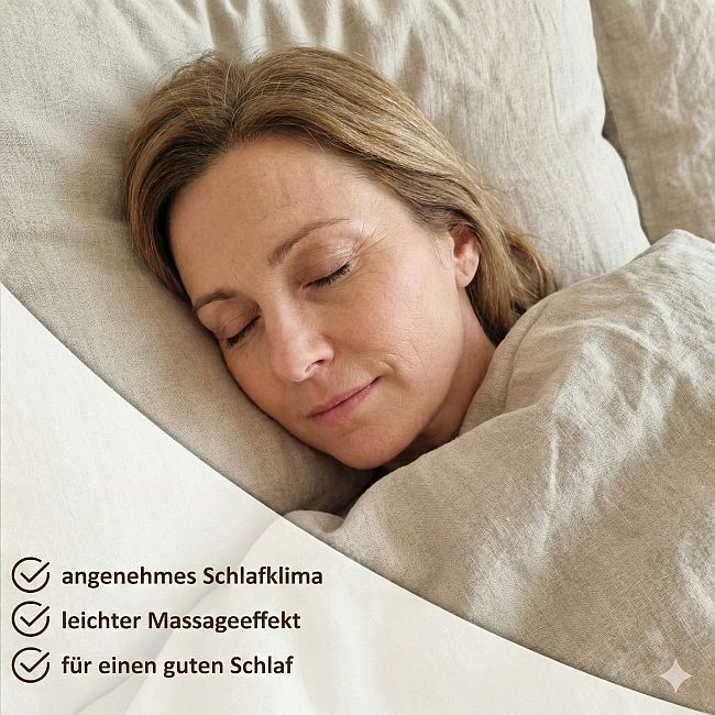 natur | leinenlieb® bettwäsche aus 100% reinem leinen Frau schläft in naturbelassener Leinen Bettwäsche