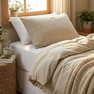 Leinen Bettwäsche in Natur - beige